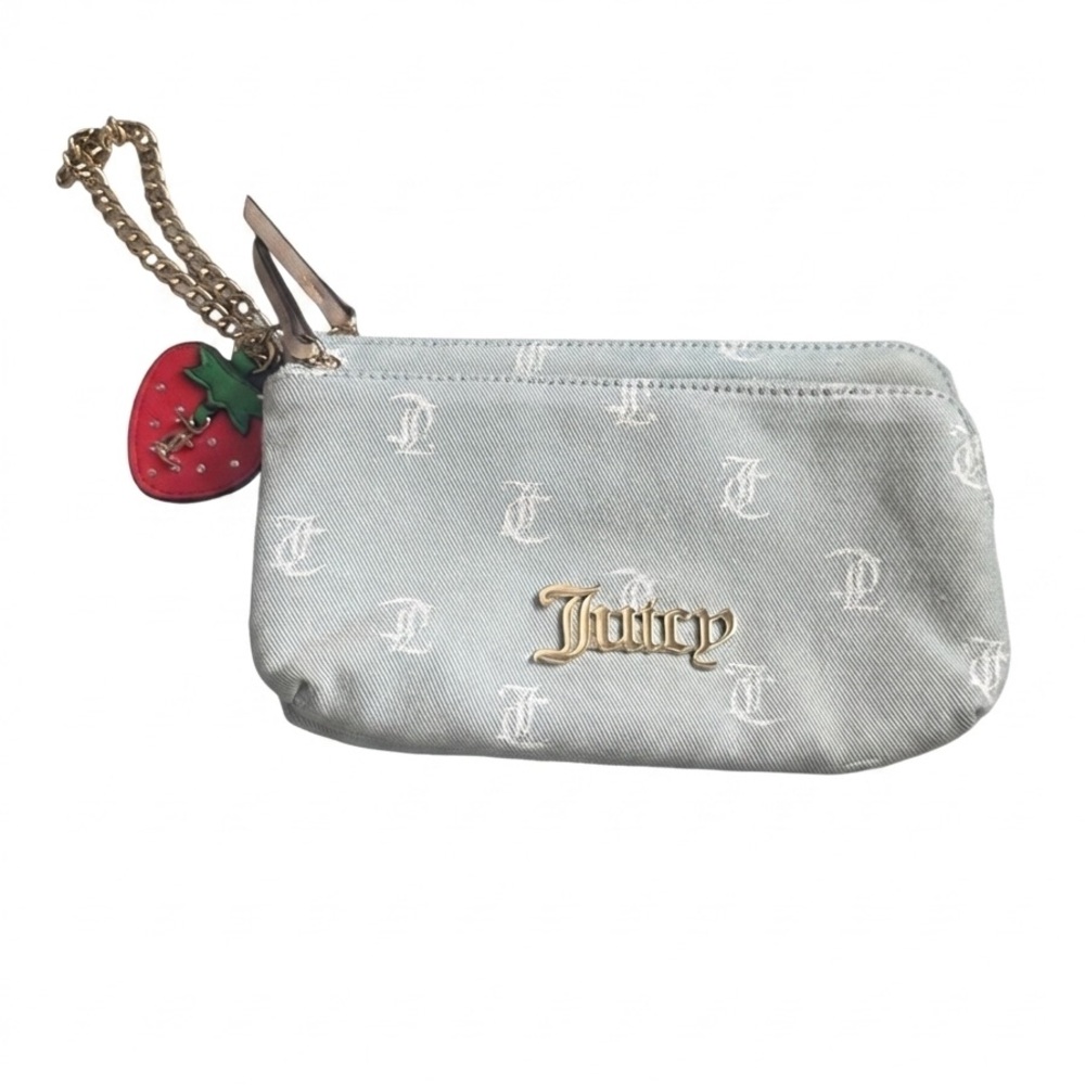 Juicy Couture denim wristlet with strawberry charm